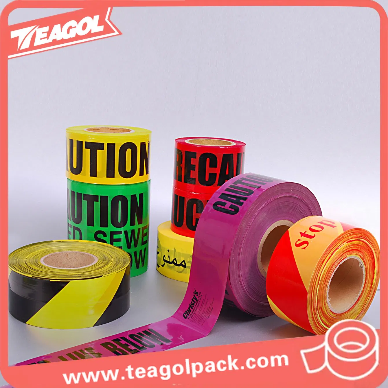 Barricade Tape — 8-Roll Case (3" × 1000')